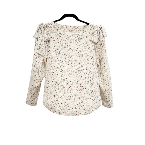 Rebecca Taylor Vivianna Tie Pullover Blouse Floral Bows Size 0 Silk Long - Picture 2 of 5